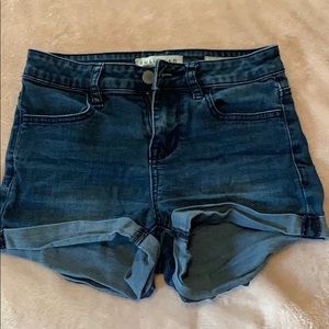 High waisted jean shorts.